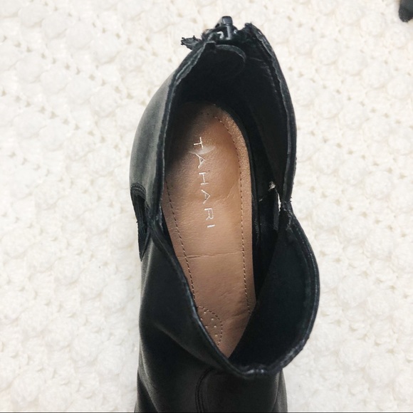 Tahari women ankle bootie black peep toe size 9 - Picture 7 of 10